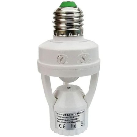 PIR bevegelsessensor e27 pære med tids- og lysjustering for innendørs bruk