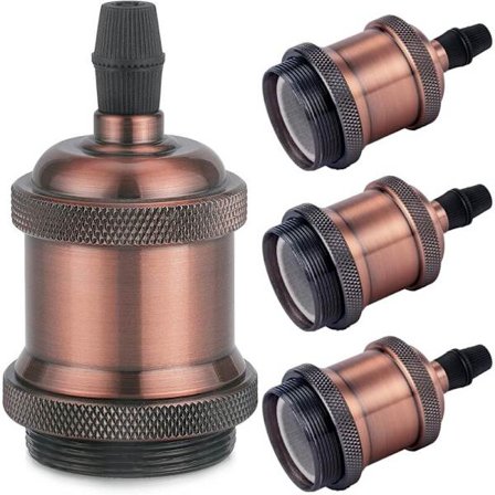Vintage E27 Solid Socket Aluminium Keramisk Lampeholder Edison Skruelampe Sokkeladapter DIY Væg Bord Gulv Loftlampe Rød Kobber Sæt med 4