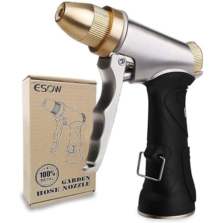 Hageslangemunnstykke 100% Heavy Duty Metall Full Messing Munnstykke og ABS Sklisikkert Ergonomisk Håndtak