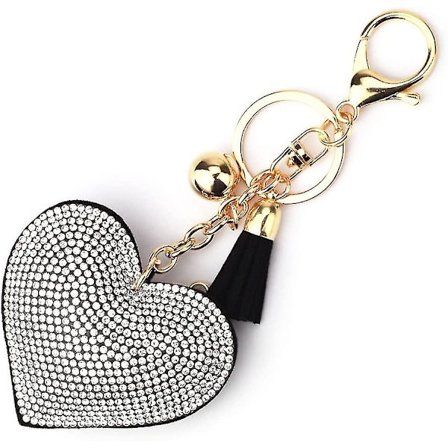 Glitter Nøglering Krystal Rhinestone Kærlighed Hjerte Design Nøglering Super Moderigtig Nøglering Charm Vedhæng Pung Taske Holdbar Metal Nøgleholder 