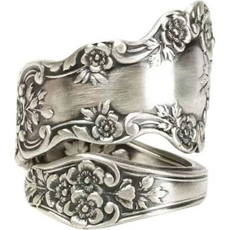 925 Sterling Silver Oxiderad Skedsilversring Justerbar Ring Smycken Gåvor till Kvinnor-FA11-