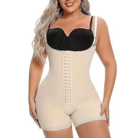 Fajas Colombianas Moldeadoras Efter operation Kompressionsplagg Open Body Shaper Krok Gördel Shapewear Postpartum Dam,beige