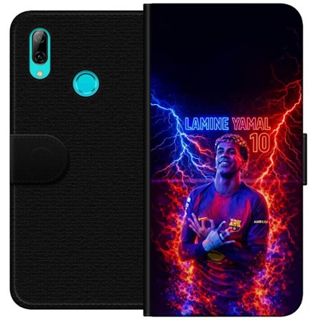 Yhteensopiva Lompakkokotelo Huawei P smart 2019 Viktor Gyökeresin muotokuva Arsenal-paita päällä, jossa intensiivinen katse ja tumma dramaattinen taus