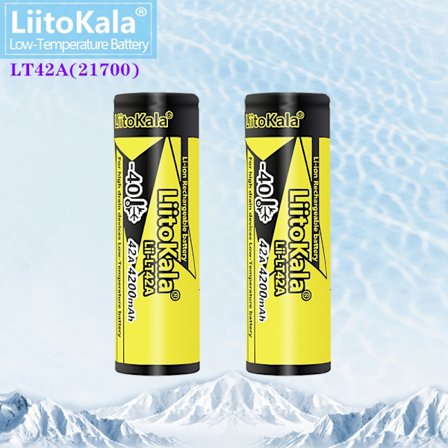2kpl LiitoKala Lii-LT42A 21700 4200mah 3.7V ladattava akku 45A suuritehoinen purkaus -40° matalan lämpötilan akulle