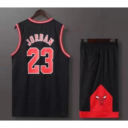 #23 Michael Jordan Baskettrøje Sæt Bulls Uniform til Børn og Voksne Sort 5XL (185-190CM) Black 5XL (185-190CM)