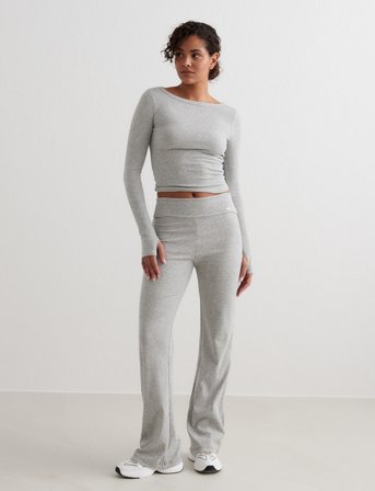 aim ́n Ease Ribbed Long Sleeve Top - Grey - S