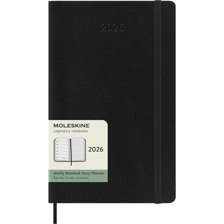 Moleskine Calendrier 12M Weekly Notebook 2026 Softcover Large Black