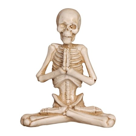 Mediterende Skelet Figur Skulptur, Resin Kranie Statue Ornamenter til Halloween Hjemmeindretning, Sjov Horror Kunst Dekoration til Skrivebord, Entré, 