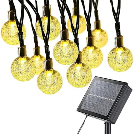 Boblelys med 50 LED, solcelledrevet, vanntett for uteplass