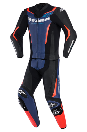 Motorrad-Lederanzug Alpinestars GP Force V2 Schwarz/Blau/Rotfluo 60