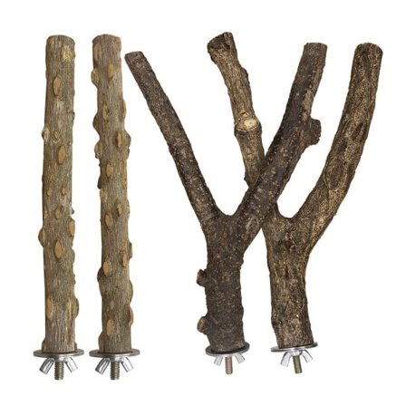 IC Fågel Abborre 4 stk Naturtræ Stativ Parakitleksager Burtilbehør til Papegøjer Conure Tilbehør Budgie Platform