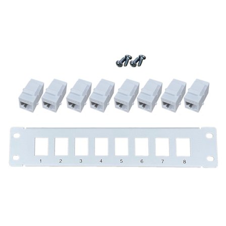 8 Port Rak CAT6 Patchpanel RJ45 Nätverkskabel Adapter Keystone Jack Ethernet Distributionsram UTP 19tum