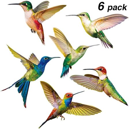 Vindusdekaler - 6 fantastiske dekorative kolibri statiske klistremerker
