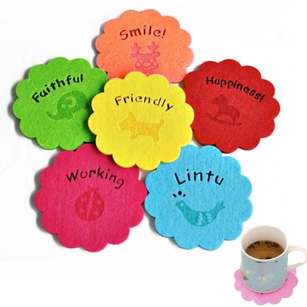 Filtbrikker Runde, Underlag for Drikker, Bar, Krus, Bordmatter for Drikker med Blomstermønster - Unik Bursdags- Julegave