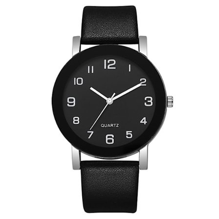 Klassisk digital svart urtavla klocka PU quartz klocka enkel avslappnad herr- och damklocka svart Herr