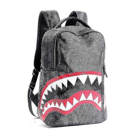 2023 Herre Rygsæk Skoletaske Mode Plaid Rygsæk Studenter Rygsæk Højvolumen Mode Haj Rygsæk-BKvalitetsgåvor