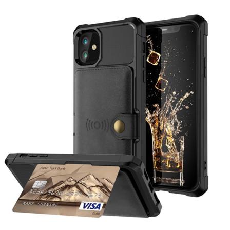 Iphone 12 Pro Max - Skal Med Magnetiskt Plånbok - Svart Black Svart