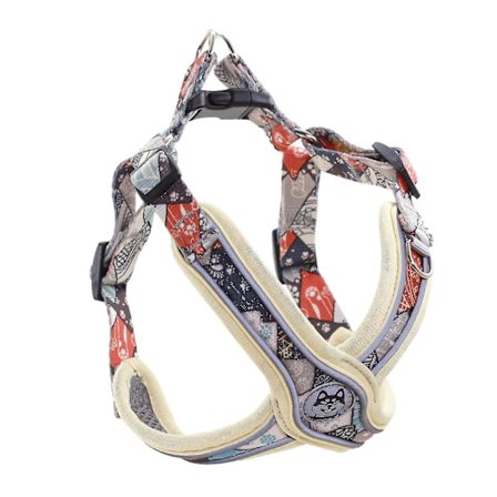 Rivbestandig, reflekterende anti-tap sele med søtt trykk for små og mellomstore hunder (S, beige)