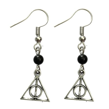 Earrings - Deathly Hallows - Onyx - Silver