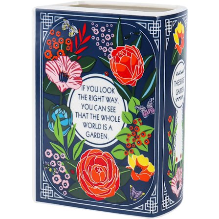 Dekorativ vas i form av en bok i keramik, söt bokhylledekoration, kreativ vas för bokälskare, lämplig för hem, kontor