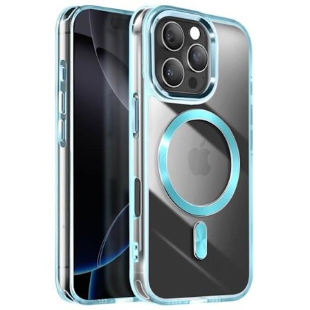 Coque - MagSafe - iPhone 16 Pro Max - Kristallfärg - Blå - Hård - Antigulnande