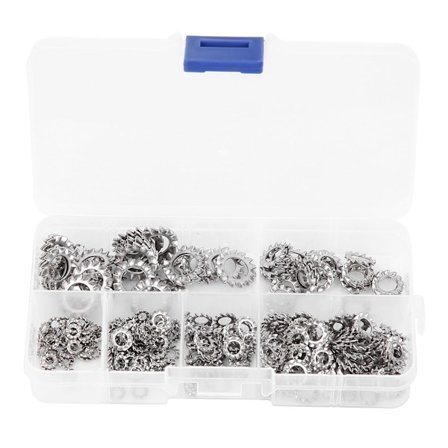 Sæt med 300 stk. Ydre Tand Sikkerhedsskiver i Rustfrit Stål M2.5-M8