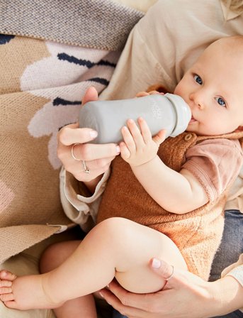 Everyday Baby Glass Baby Bottle Healthy + Quiet Grey 240Ml - Grey - 240 ml