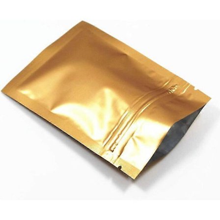100 st Aluminiumfolie Förpackningsväska Zip-Topp Platta Mylar Påsar Kaffe Förvaring (Guld)