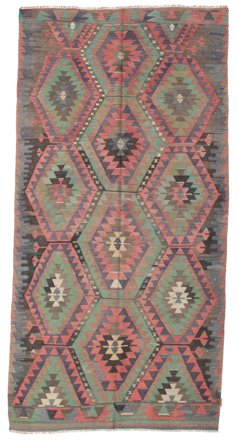 Oriental Kilim Vintage Turkish Rug 158X316 Brown/Grey Wool, Turkey