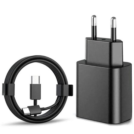 (Spesialtilbud) 45W hurtiglader for Samsung USB-C + 2M USB C-kabel, svart