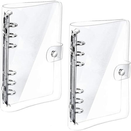 A5 Binder Cover, A5 Ring Binder Cover, Transparent Ring Binder Folder, 6 Huller, Vandafvisende, med Knap, til DIY Notesbog, Fotoalbum, Scrapbooking