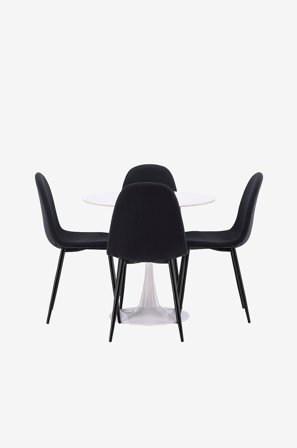 Venture Home - Spisegruppe Danburi med 4 spisebordsstole Polar - Sort - Spisegrupper - Fra Homeroom