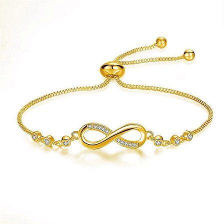Kvinners Infinity Symbol Armbånd, Rose Gull Armbånd Innlagt med Cubic Zirconia Hjerter, Kvinners Gave[HK]