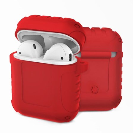 Stötsäkert silikonfodral till Airpods - Röd