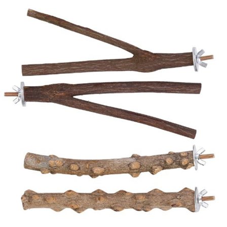 6 naturlige træpinde til papegøjer - Fugletilbehør Bur til