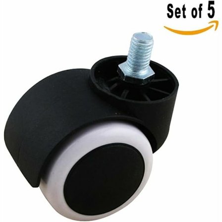 Gulvbeskytter Gummi Kontorstol Caster Hjul (Pakke med 5) 10mm Skruestamme 2" Sort/Hvid