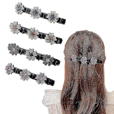 4 stk. Funklende Krystalsten Flettet Hårklemmer Til Kvinder,rsvelte Flettet Hårklemme Med 3 Små Klemmer