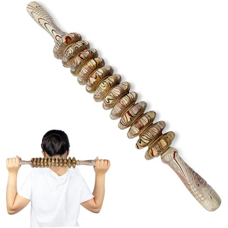 Tre rulle massasjepinne, fascia triggerpunkt rulle, kroppsmassasje massasjeapparat, muskel- og magehjelpemiddel - 12 roterende ruller