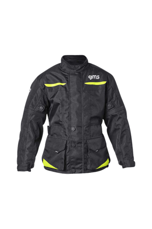 Giacca Moto Bambino GMS Gear WP Nero/Giallo Fluo 128