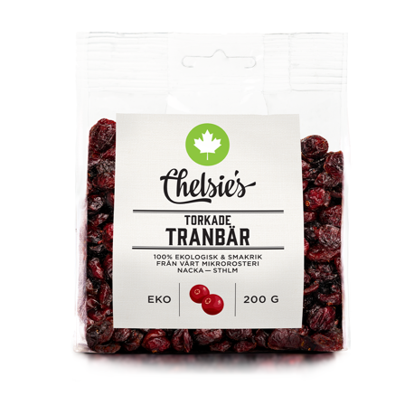 Chelsie s Organic Gourmet Prod Torkade Tranbär 200 g