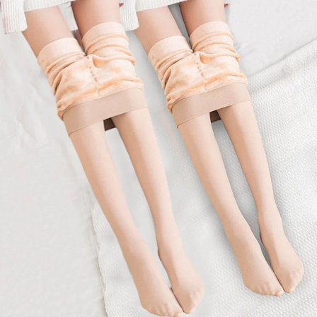 1/2 st Vinter Varm Tyk Fleece Tights Dame Termiske Elastiske Fløjlstights Strækbare Højtaljede Leggings Strømpebukser Skin(2 par)