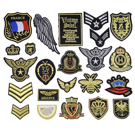 23 stk. gul tråd krone badges børn broderet mærke sy på/stryg på