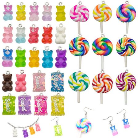 32 stk. blandede gummybjørn slik harpiks charms i resin til DIY armbånd og halskæder