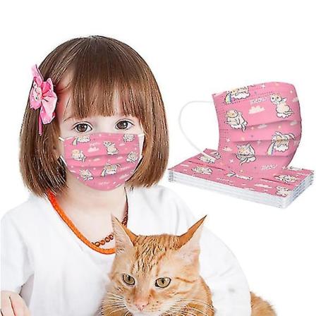 Børnemaske 4-12 år engangsbørnemaske Tre-lags beskyttelse Pink tegneserie mænd og kvinders tryk Højværdi åndbar 50 Pcs