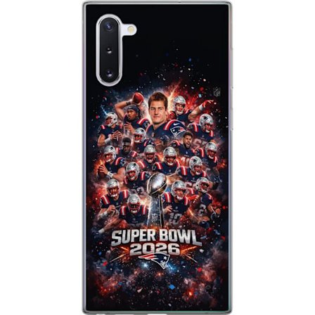 Yhteensopiva Puhelinkuori Samsung Galaxy Note10 Super Bowl 2026 juliste, jossa New England Patriots ja NFL-mestaruuspalkinto räjähtävän urheilullisess