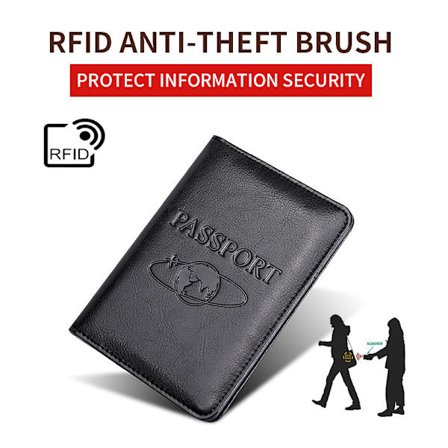 Passholder RFID-blokkering ekte skinn på omslaget for passetui Multifunksjonelt reisebillett skinnetui - Crazy horse-skinn