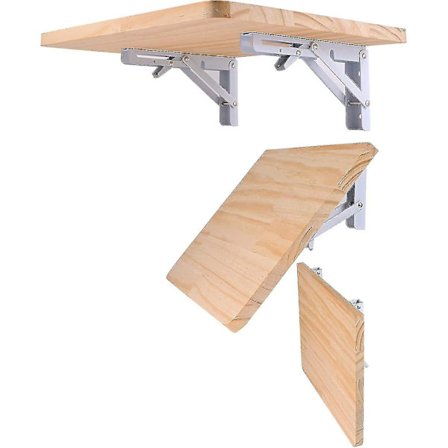 2 stk. Foldbare Hyllebraketter, DIY Veggmontert Foldbart Bordhengsel, Spar Benkeplass