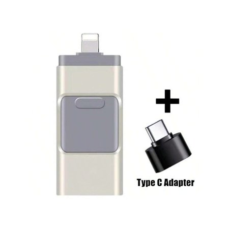 4-i-1 USB-minne, minnessticka för iPhone, iPad, PC, iOS och Android (128 GB)