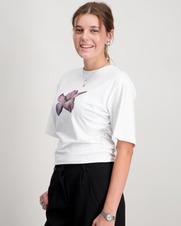 LMTD NLFREBECFLO SS ROUCHED SHORT TOP Weiß Tops/Blusen Mädchen - Kids Brand Store