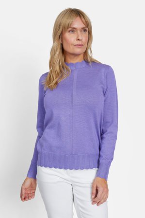 SIGNATURE - Langærmet Strik - Lilla - Krave Detalje